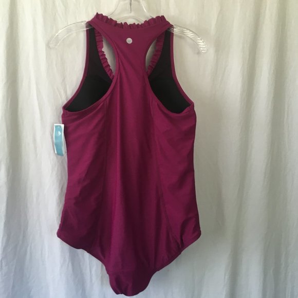 NWT LIVI Active Fuchsia Ruffled One Piece Sz 12 - Picture 3 of 11